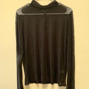 Sheer Black Polka Dotted Long Sleeve High Neck Top